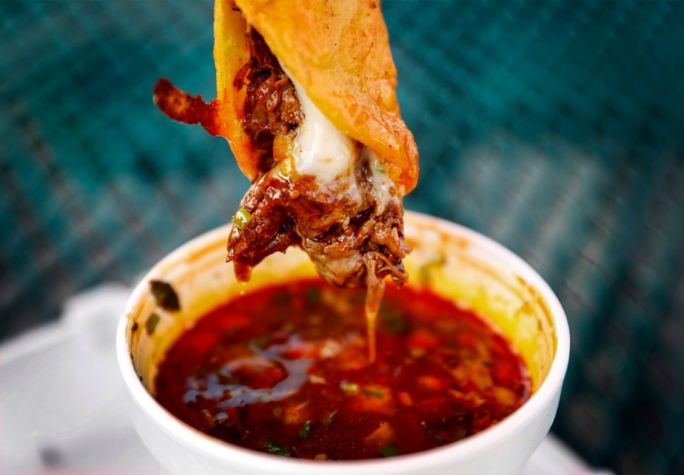<strong>The consom&eacute; at TacoNGanas, a local food-truck chain with a growing number of Memphis-area locations, is a rich broth made from the drippings of the spiced beef they use in their tacos.</strong> (Mark Weber/The Daily Memphian)