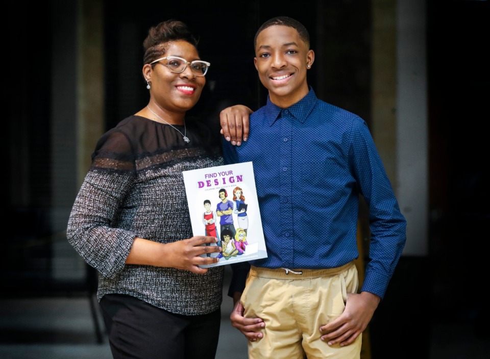<strong>Roshunda Buchanan and her nephew, Mark Gentry, 14, have co-authored a new coloring and activity book aimed at children 7-11 years old. &ldquo;Find Your Design Coloring and Activity Book&rdquo; encourages entrepreneurship and features jobs like chef and fashion designer with resume worksheets in the back.</strong> (Mark Weber/Daily Memphian)