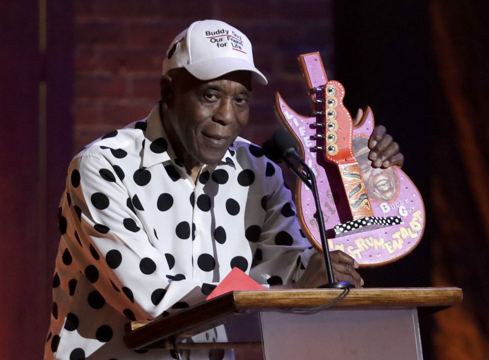 <strong>Blues Hall of Famer Buddy Guy has been nominated for Traditional Blues Album and Song of the Year for the Blues Foundation's 40th Blues Music Awards. Guy was honored with the lifetime instrumentalist award at the Americana Honors and Awards show on Sept. 12, 2018, in Nashville.</strong> (Mark Zaleski/Associated Press)
