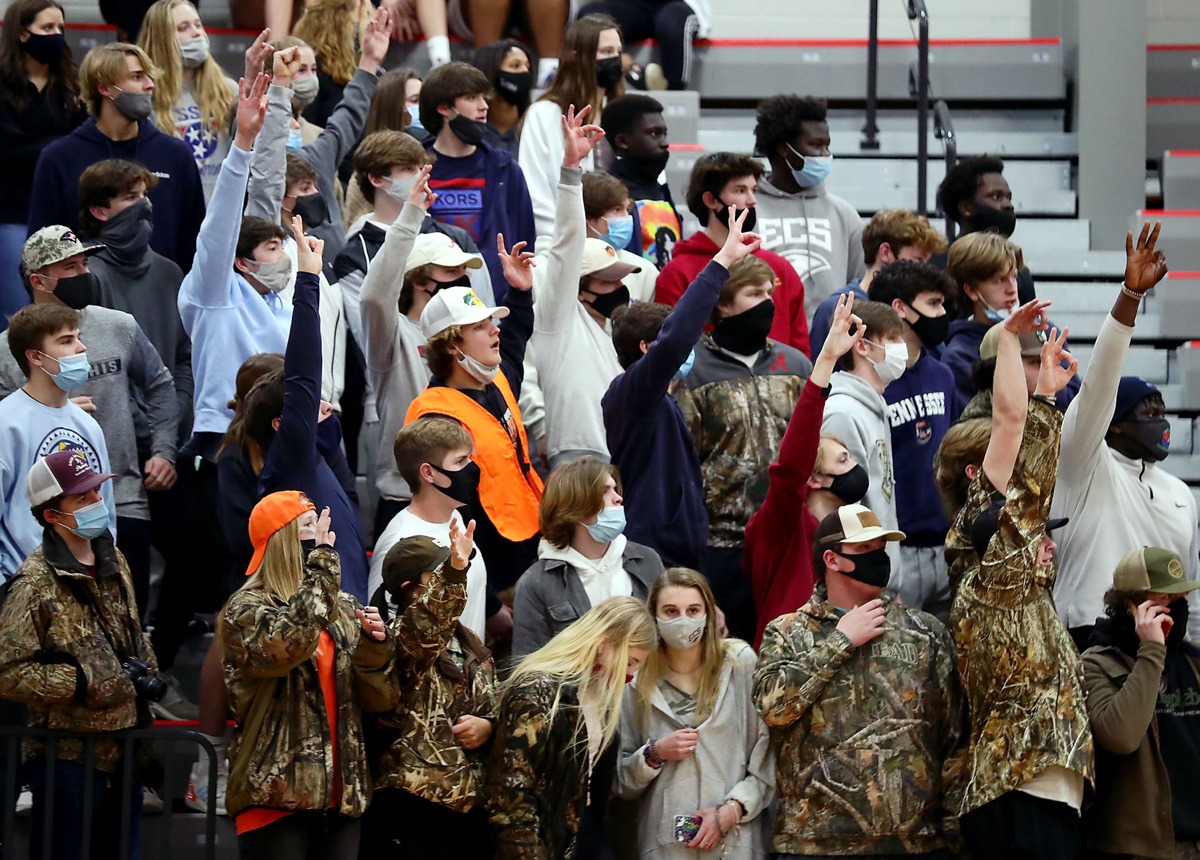 <strong>The ECS student section was welcomed back into the stadium on Feb. 5, 2021, for the game against FACS.</strong> (Patrick Lantrip/Daily Memphian)