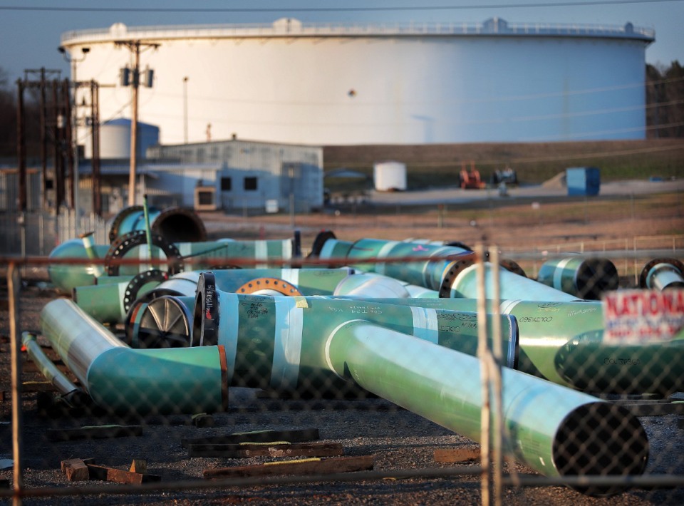 <strong>Storage tanks on Wingo Road sit at the terminus of the Byhalia Connection pipeline in Marshall County in February 2020. The pipeline is expected to carry as much as $21 million in crude oil a day moving from Oklahoma to the Gulf Coast.</strong> (Jim Weber/Daily Memphian)