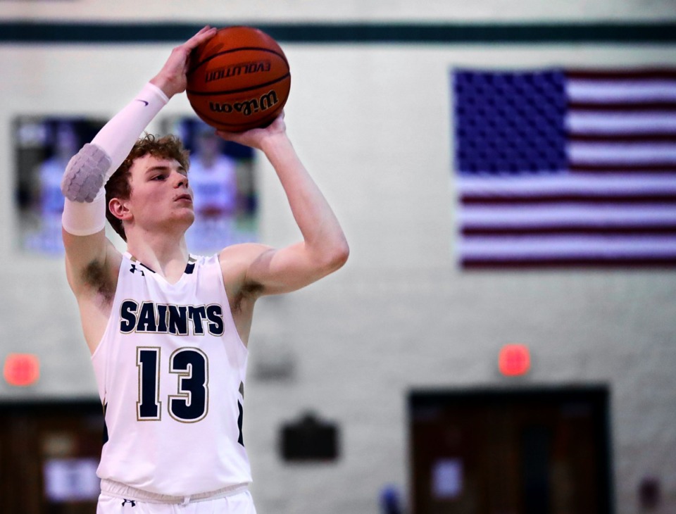 <strong>Briarcrest Christian School guard Cooper Haynes (13) is the boys basketball scoring leader this week with a 20.8 points-per-game average.</strong> (Patrick Lantrip/Daily Memphian)