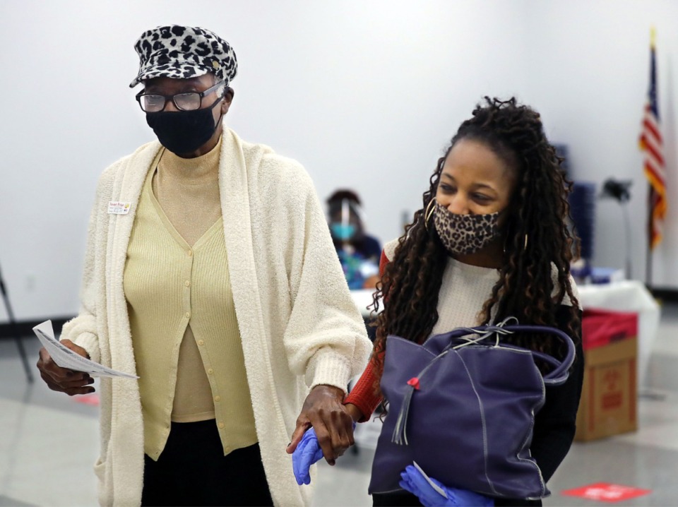 <strong>Narcissia Ivy, 83, walks to the observation room after getting a COVID-19 vaccine at the Southwest Community College Whitehaven Center Feb. 6, 2021.</strong> (Patrick Lantrip/Daily Memphian)