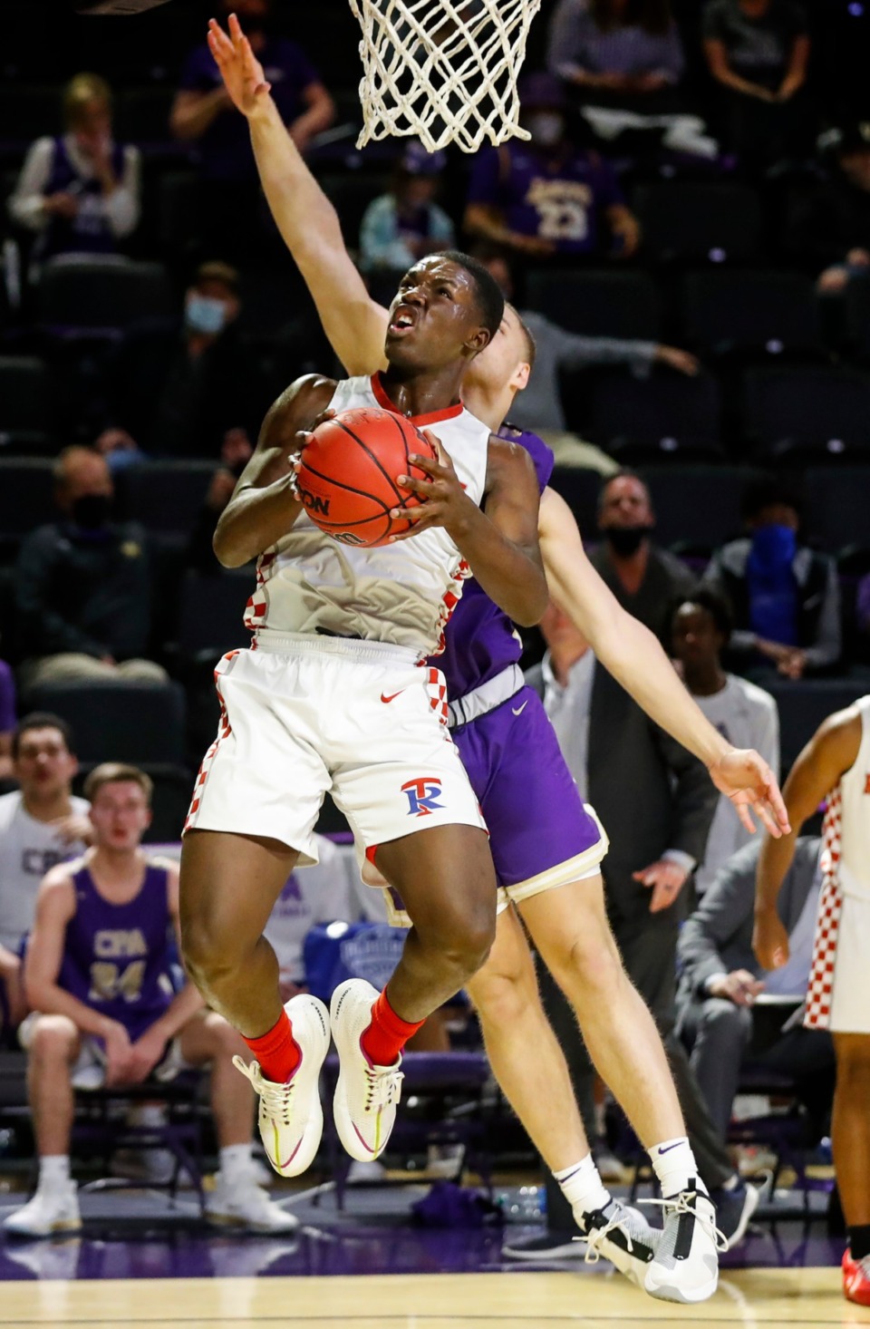 <strong>Tipton-Rosemark guard Cameron Donegan (front) drives to the basket against Christ Presbyterian during the Division II Class A semifinals game on Thursday, March 4, 2021, in Cookeville.</strong> (Mark Weber/The Daily Memphian)