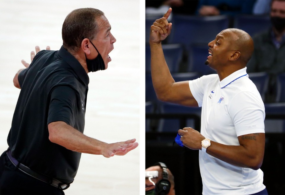 <strong>Houston Coach Kelvin Sampson (AP photo) and Memphis Coach Penny Hardaway (Patrick Lantrip/Daily Memphian photo) are full of compliments for each other. But when the game starts, they&rsquo;ll both fight for their team to win.</strong>