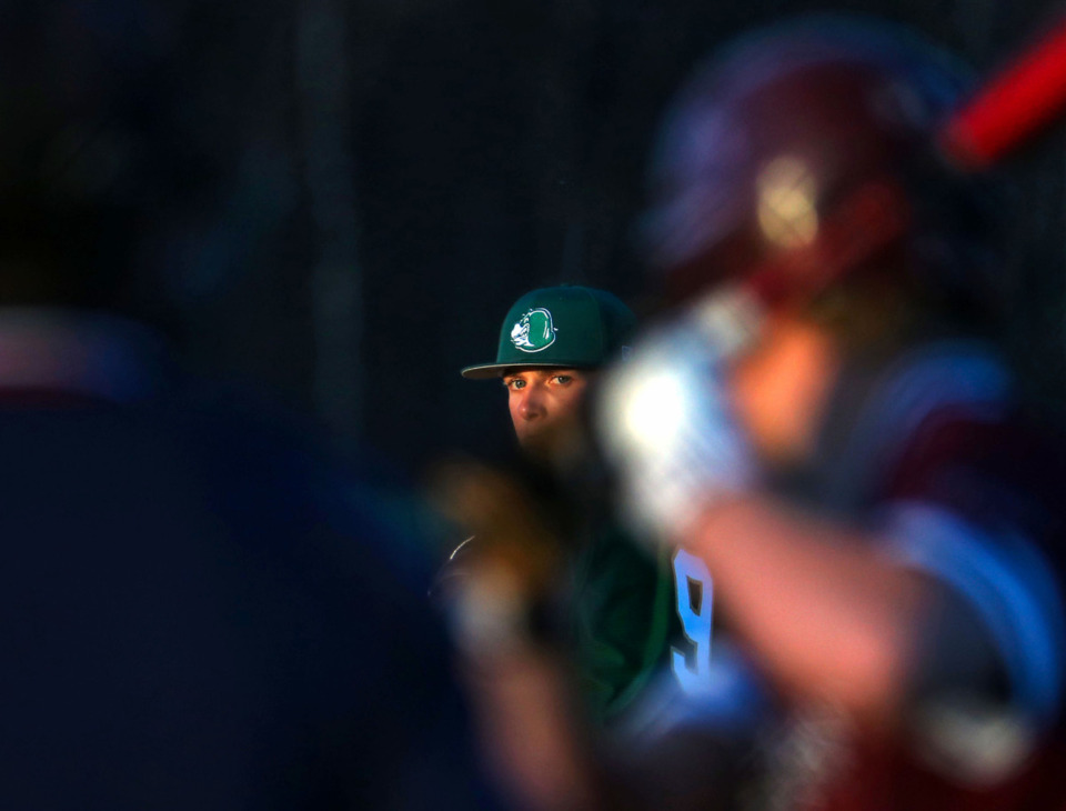 <strong>Briarcrest pitcher Mick Arney (9) throws a pitch during a March 15, 2021 game against Collierville. </strong>(Patrick Lantrip/Daily Memphian)