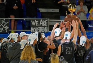 <strong>Houston High players celebrate their 62-43 win over Cane Ridge at the Division I Class AAA championship game at Middle Tennessee State University Saturday, March 20, in Murfreesboro.</strong>&nbsp;(Larry McCormack/Special to the Daily Memphian)