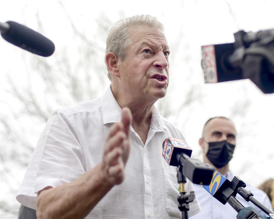 <strong>Former Vice President Al Gore traveled to Memphis to speak in opposition to the construction of the Byhalia Connection Pipeline during a rally held Sunday, March 14, in a park near Mitchell High School.</strong> (Houston Cofield/Special To The Daily Memphian)