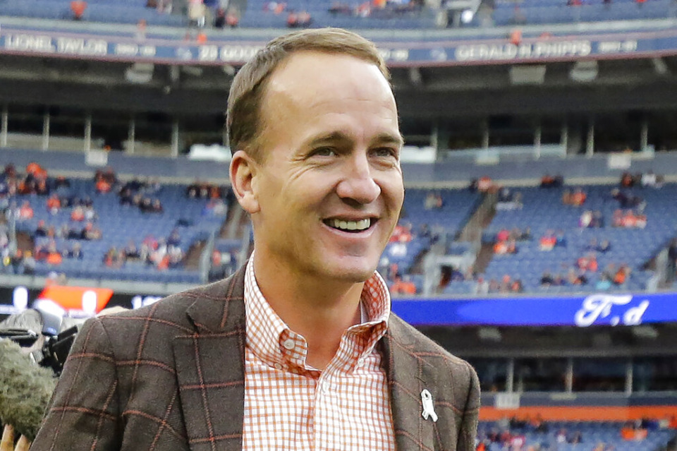 <strong>Peyton Manning talks prior to an NFL football game between the Denver Broncos and the Houston Texans in Denver, in this Sunday, Nov. 4, 2018, file photo.</strong>&nbsp;<strong>Manning will be this year&rsquo;s AutoZone Liberty Bowl Distinguished Citizen honoree.</strong> (AP Photo/Jack Dempsey, File)