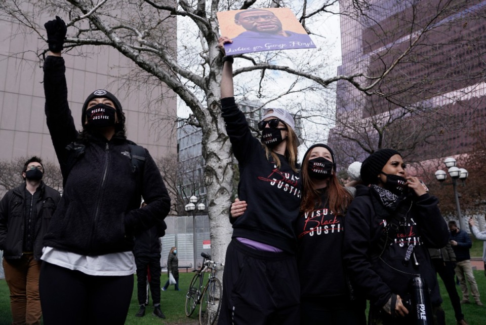 <strong>People cheer after a guilty verdict was announced at the trial of former Minneapolis police Officer Derek Chauvin for the 2020 death of George Floyd, Tuesday, April 20, 2021, in Minneapolis, Minnesota.</strong> (Morry Gash/AP)