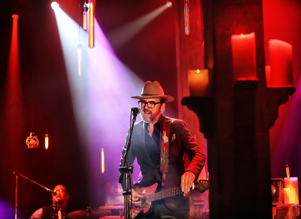 <strong>Guitarist and singer Andrew Trube performs during a recording session with the Tyler, Texas, band Greyhounds at the DittyTV studio on Jan. 18, 2019. DittyTV, a Memphis-based music television network focused on Americana and roots music, recently bought the building next door to their South Main studio and plan to use the building for concert space, offices, and a store for music merchandise.</strong> (Jim Weber/Daily Memphian)