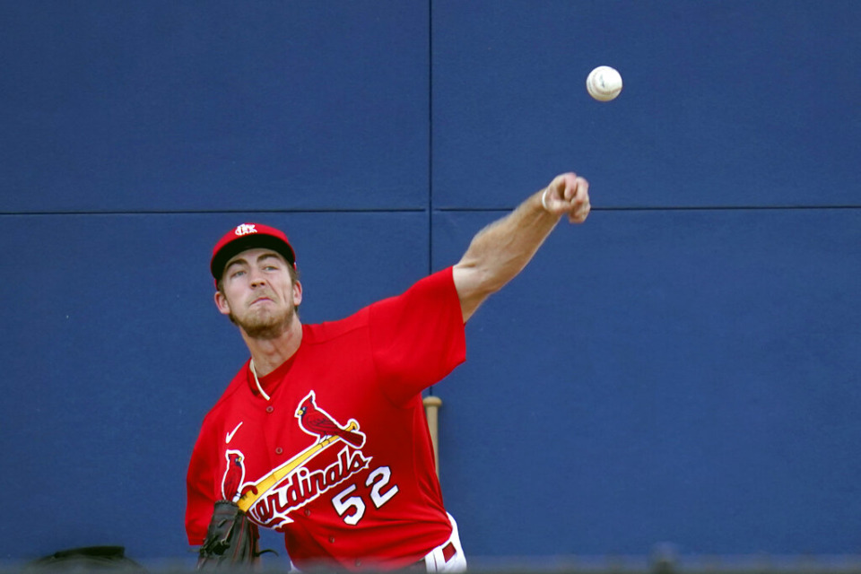 <strong>Matthew Liberatore (pictured) and Zach Thompson, the top two pitching prospects in the St. Louis Cardinals organization, will open the season with the Class AAA Memphis Redbirds, the parent club announced on Friday</strong>. (AP Photo/Jeff Roberson)