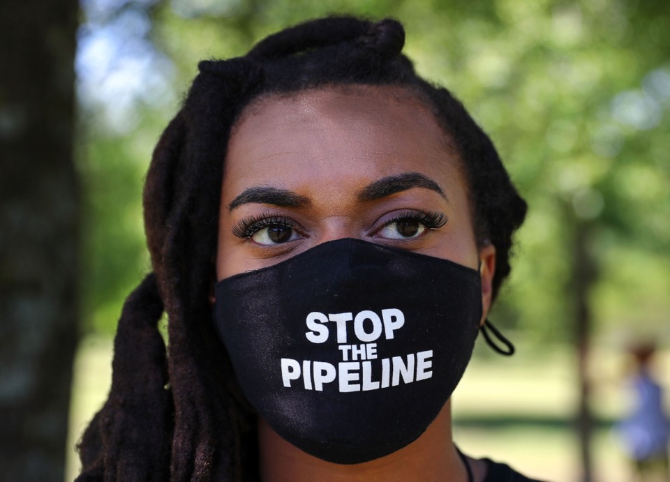 <strong>Victoria Terry listens to the speakers at a rally against the Byhalia Pipeline at Alonzo Weaver Park May 1, 2021.</strong> (Patrick Lantrip/Daily Memphian)