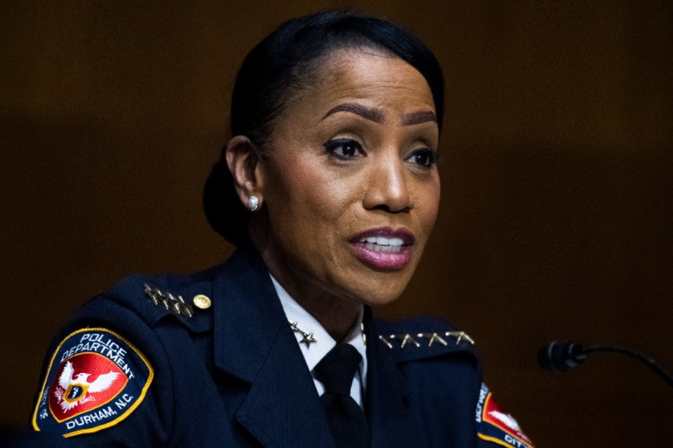 <strong>Durham, North Carolina, Police Chief Cerelyn&nbsp;&ldquo;C.J.&rdquo; Davis, seen here in 2020, will talk to the City Council Tuesday, May 4.</strong> (Tom Williams/CQ Roll Call/Pool via AP, File)