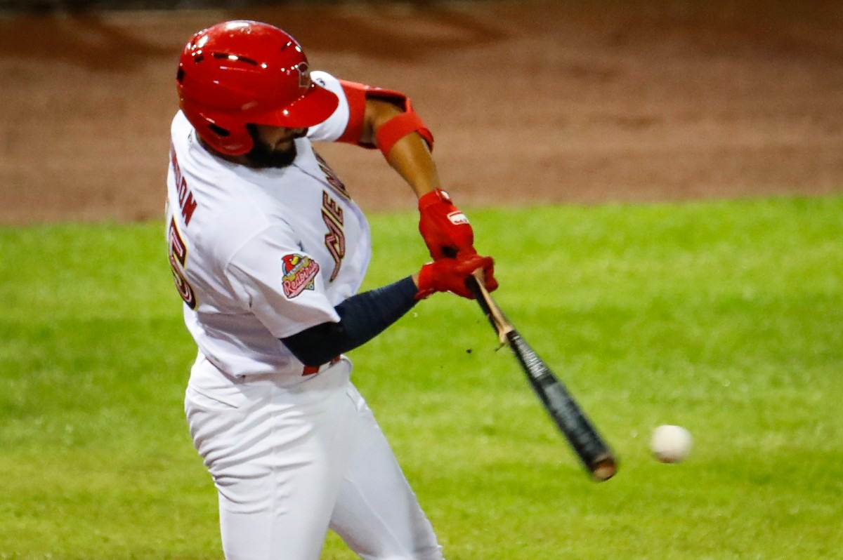 <strong>Redbirds batter Jos&eacute; Rond&oacute;n cracks his bat while taking on the Durham Bulls on May 4 at AutoZone Park.</strong> (Mark Weber/The Daily Memphian)