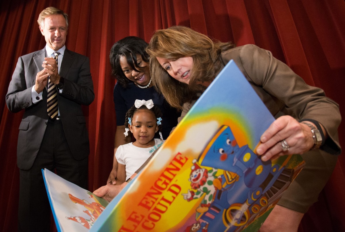 <strong>Former governor Bill Haslam (in a file photo) watched as former Tennessee First Lady Crissy Haslam (in a file photo) presented a book to young Tamera Tynes and mother Sierra Tynes&nbsp;as part of the Books From Birth program.&nbsp;</strong>(The Daily News)