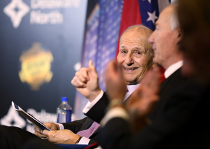 <strong>Jeremy Jacobs, chairman of Delaware North, celebrates the announcement on Thursday, Jan. 24, that Southland Gaming &amp; Racing will begin a $250 million expansion. It will include a new casino and high-rise hotel complex.</strong> (Houston Cofield/Daily Memphian)