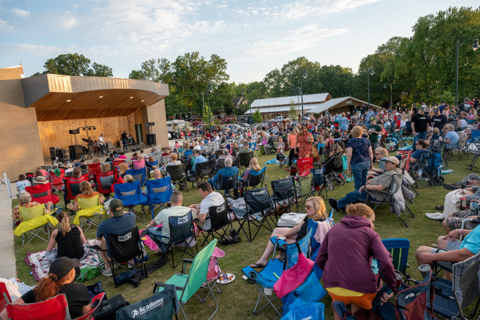 <strong>An overflow crowd attended the inaugural Music on the Square in the new venue, The Crossings Amphitheater at Forrest Street Park in Arlington, Saturday, May 15, 2021.</strong> (Greg Campbell/Special to The Daily Memphian)