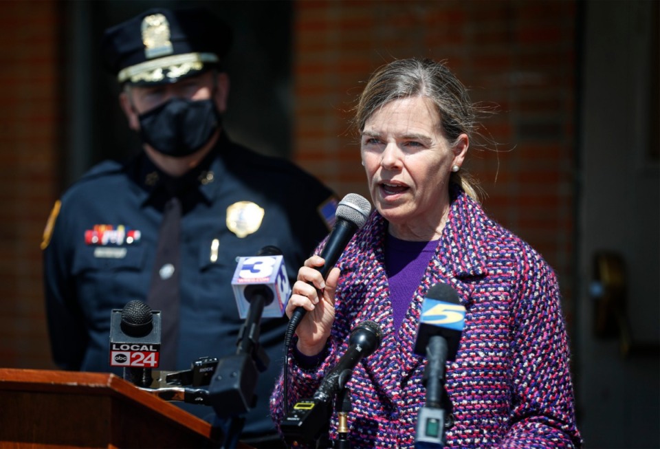 <strong>District Attorney Amy Weirich (shown at a press conference prior to the April 24 Unity Walk Against Gun Violence) created&nbsp;a prosecution unit targeting police brutality.&nbsp;&ldquo;For all of this to work, the public has to trust law enforcement and the system, the criminal justice system,&rsquo;&rsquo; Weirich said. &ldquo;And I think us taking an impartial review of these cases is an important piece of that.&rsquo;&rsquo;</strong> (Mark Weber/Daily Memphian)