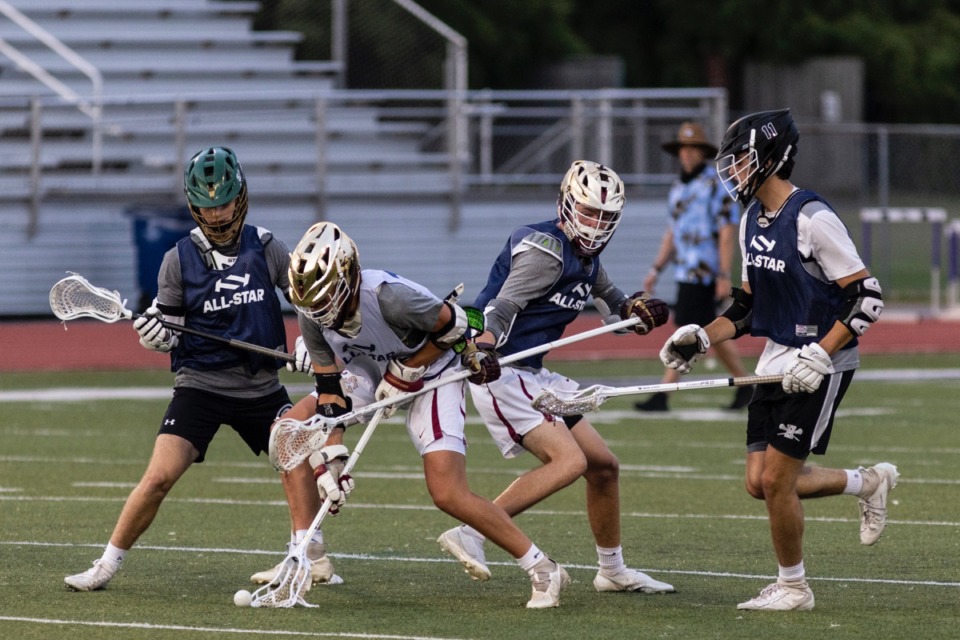 <strong>Players battle for the ball during the first annual lacrosse all-star game at Christian Brothers High School on May 18.</strong>&nbsp;(Brad Vest/Special to The Daily Memphian