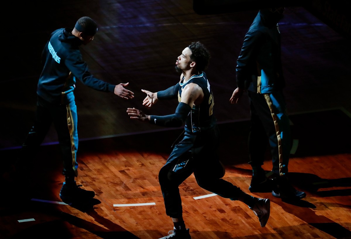 <strong>Grizzlies guard Dillon Brooks is introduced before taking on the San Antonio Spurs on May 19 at FedExForum.</strong> (Mark Weber/The Daily Memphian)