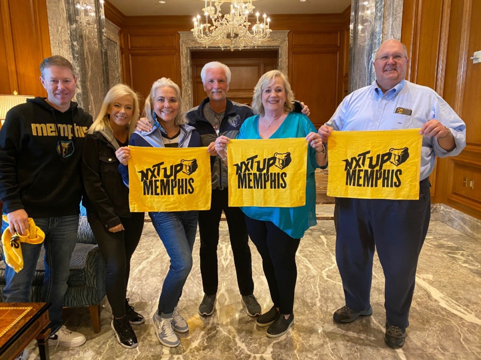 <div><div><strong>Grizz fans Mic and Sheri Hensley (from left),&nbsp;Joyce and Bob Keskey, and Deb and Garnett West traveled to Utah to witness Sunday&rsquo;s game against the Jazz.&nbsp;</strong>(Courtesy Sheri Hensley)</div></div>