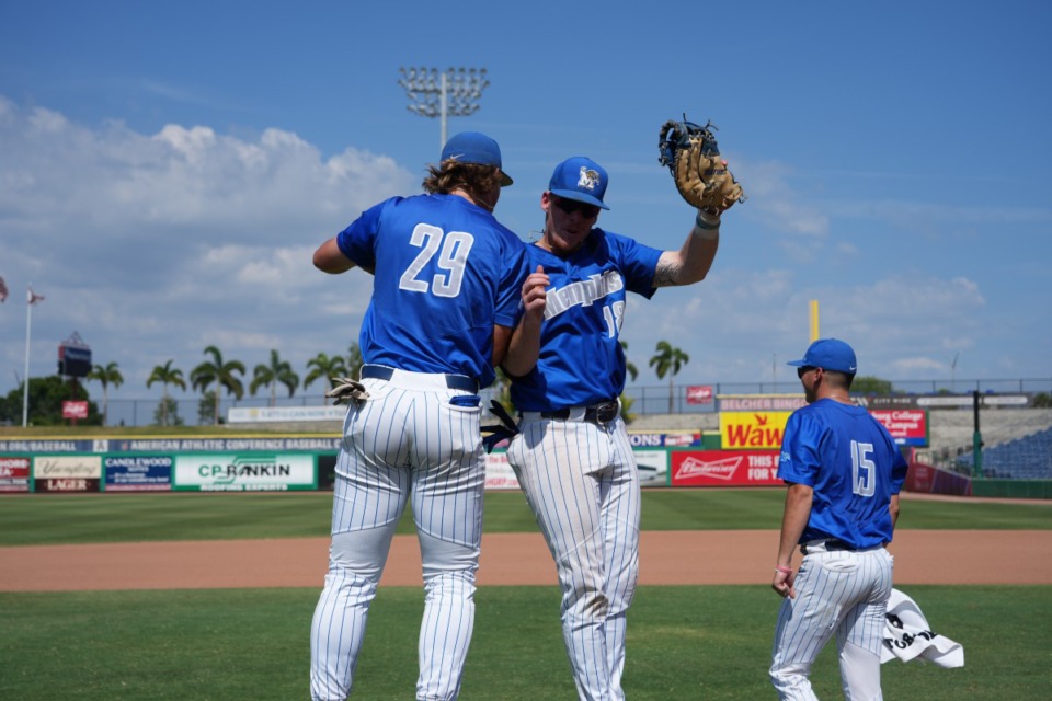 <strong>University of Memphis Tigers celebrate&nbsp;in Clearwater, Florida, after beating top-seeded East Carolina, 11-1, in seven innings at the AAC Championship tournament May 25.</strong> (Submitted)