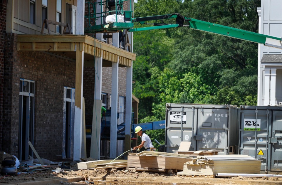 <strong>Construction continues on phase one of the mixed-use Lakeland Town Square development on Monday, May 24, 2021.</strong> (Mark Weber/The Daily Memphian)