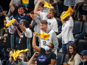 <strong>Memphis Grizzlies fans celebrate during action against the Utah Jazz in game three of the NBA Playoffs on Saturday, May 29. Monday night the Grizzlies will feature a new Growl towel.</strong> (Mark Weber/Daily Memphian)