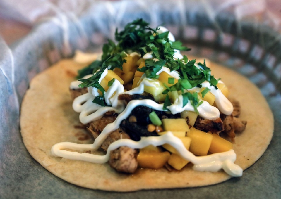 <strong>A Brushfire taco at Torchy's Tacos is served on an open tortilla on June 23, 2021.</strong> (Patrick Lantrip/Daily Memphian)