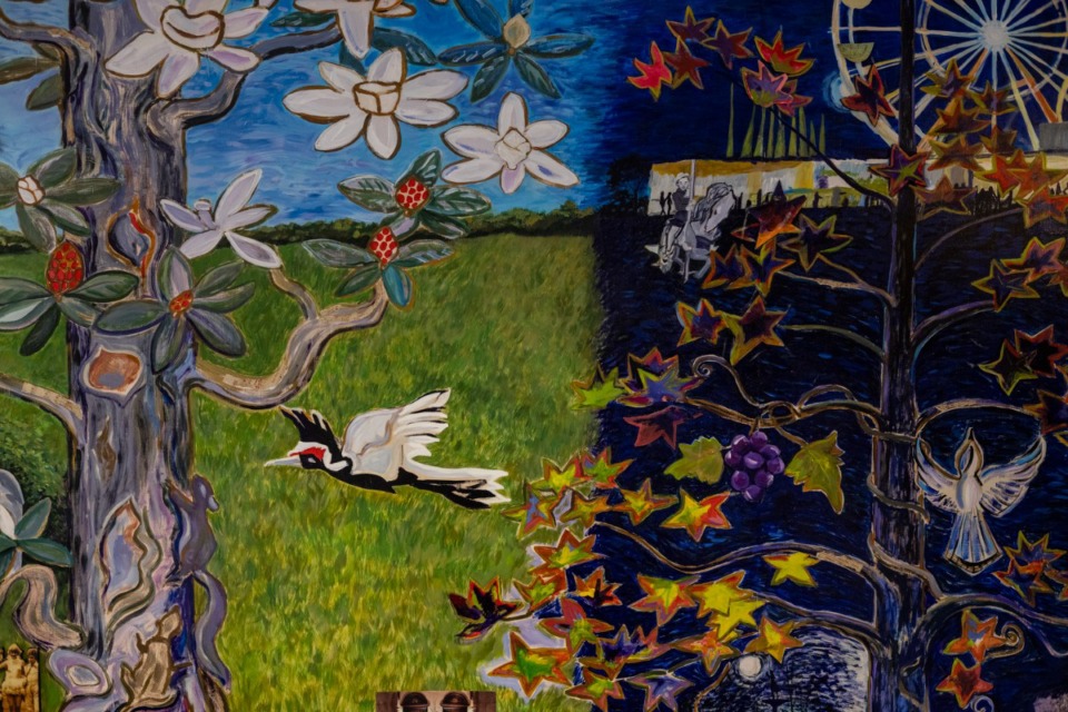 <strong>Birds are a motif of the Memphis history mural in the memory care dining room at Trezevant.&nbsp;</strong>(Brad Vest/ Special to The Daily Memphian)