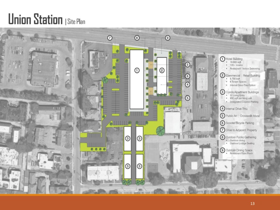 <strong>The site plan for Union Station shows a 4.5-acre development that extends from Union Avenue on the north to Linden on the South.</strong>&nbsp;(Credit: Union Station developers)