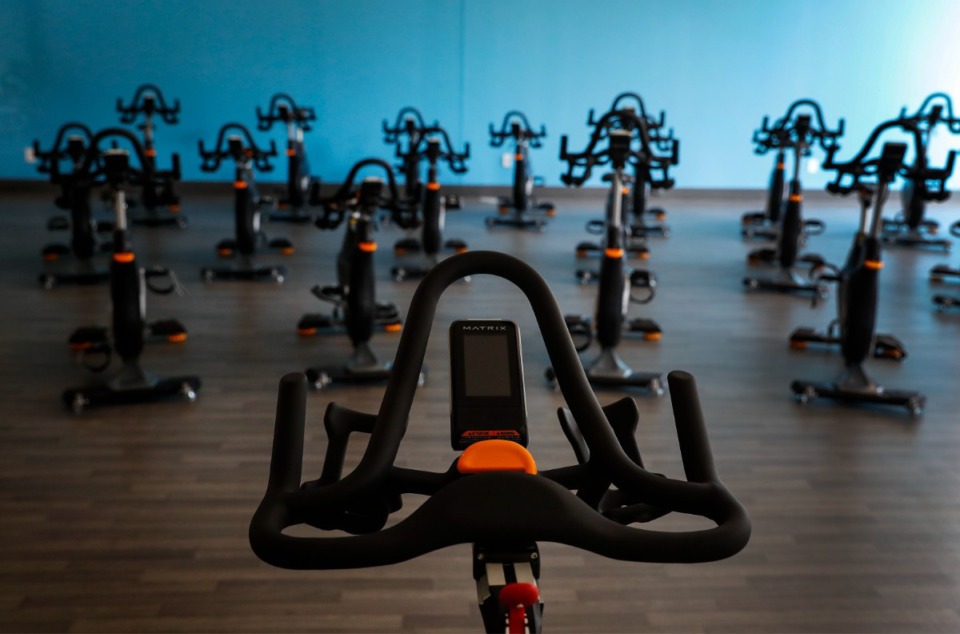 <strong>A cycle room is one of the features at the 74,000-square-foot R. Brad Martin Student Wellness Center on Southern Avenue.</strong> (Mark Weber/The Daily Memphian)