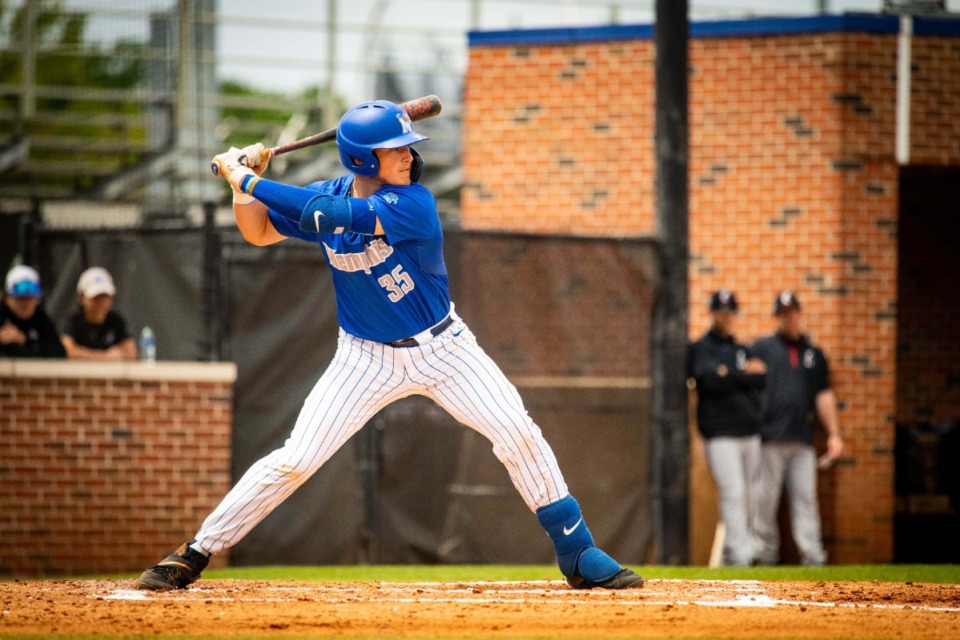 <strong>Memphis Tigers catcher Hunter Goodman faces Cincinnati during their&nbsp;baseball game on April 28. The All-AAC player of the year has been drafted by the Colorado Rockies.</strong> (Submitted)
