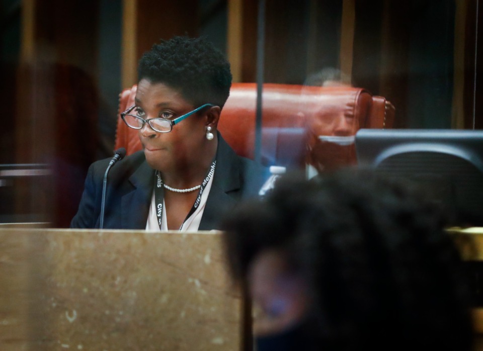 <strong>City Council member Rhonda Logan attends the council&rsquo;s first in-person session in over a year on Tuesday, May 18, 2021.</strong> (Mark Weber/The Daily Memphian)