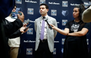 <strong>The NBA draft was a night of surprises for Memphis, thanks to Grizzlies&rsquo; Vice President of Basketball Operations Zach Kleiman (middle, in February).</strong> (Mark Weber/Daily Memphian file)