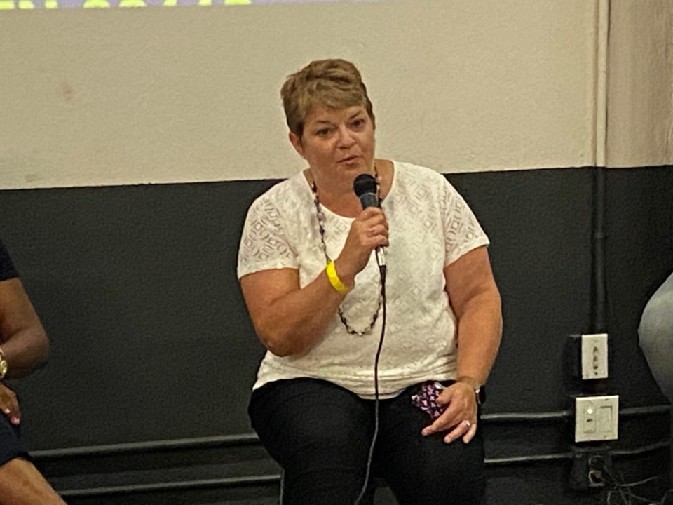 <strong>Dr. Michelle Fiscus, the former head of the state&rsquo;s vaccination program who was fired in July, was part of a&nbsp; Democratic Party forum Saturday, July 31, on Broad Avenue.</strong> (Daily Memphian/Bill Dries)