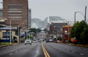 <strong>The then-closed Hernando DeSoto Bridge (shown on May 17)&nbsp;was completely reopened on Monday, Aug. 2.</strong> (Mark Weber/Daily Memphian)