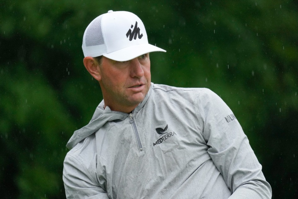 <strong>Lucas Glover watches his shot off the second tee during the final round of the John Deere Classic golf tournament, Sunday, July 11, 2021, at TPC Deere Run in Silvis, Illinois. He and Wilco Nienaber will kick Day 3 of the WGC FedEx-St. Jude Invitationsl at 7:25 a.m. on Tee #1.</strong> (Charlie Neibergall/AP file)