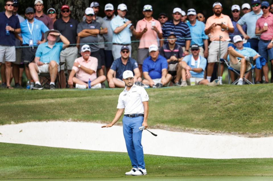 <strong>Abraham Ancer asks for his putt to slow down during final round acton of the WGC-FedEx St. Jude Invitational on Sunday, Aug. 8, 2021 at TPC Southwind.</strong> (Mark Weber/The Daily Memphian)