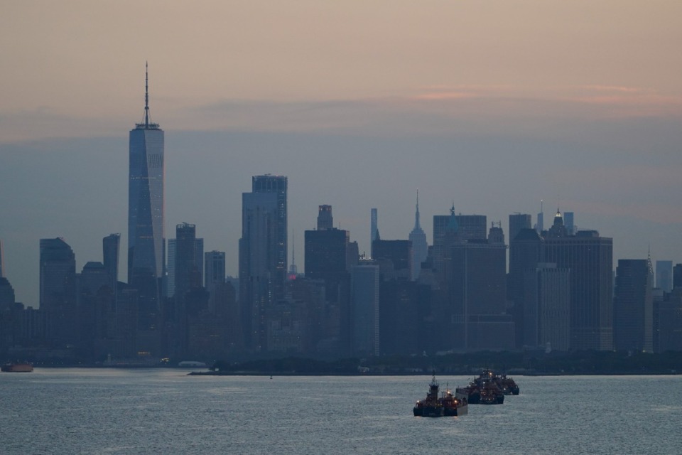 <strong>The New York City skyline is seen from New York Harbor in New York, Wednesday, June 30, 2021.</strong> (AP Photo/Seth Wenig)