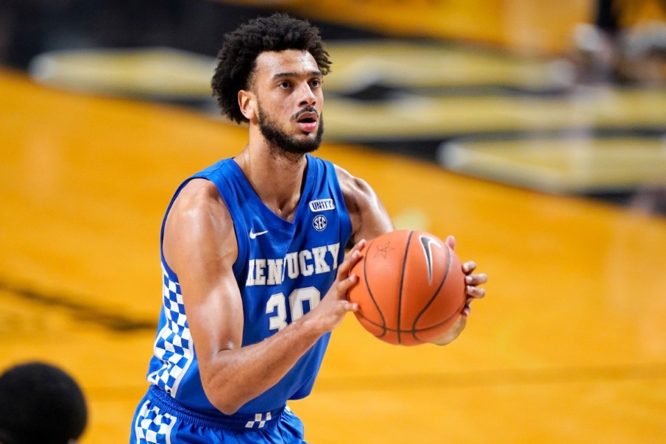 <strong>Olivier Sarr (30), seen here playing for Kentucky in February,&nbsp;scored in double digits in the final three games of the Grizzlies&rsquo; summer league schedule.</strong> (Mark Humphrey/AP file)