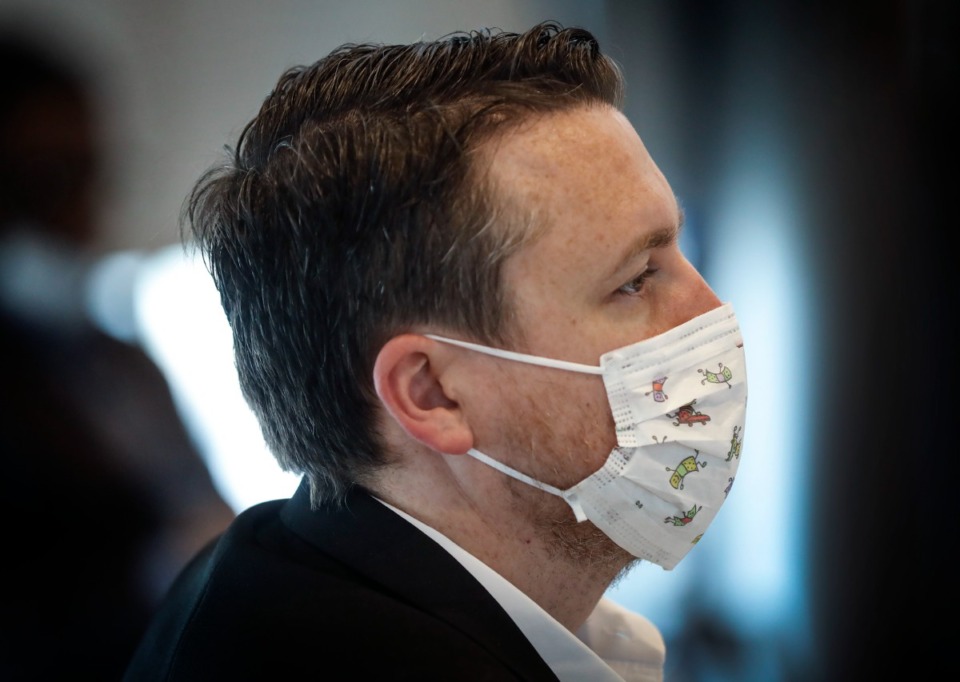 <strong>Shelby County Commissioner Mick Wright wore a mask to the commission&rsquo;s Budget Reset Retreat in 2020.</strong> (Mark Weber/Daily Memphian file)