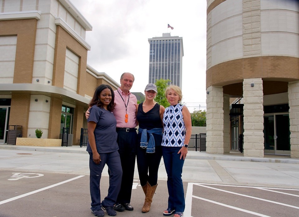 <strong>Dr. Lanetta Anderson (from left), whose Women&rsquo;s Physician Group will occupy all of one of White Oak&rsquo;s two buildings; Gill Properties president Ray Gill; Dallas Embry, franchise owner of The Lash Lounge; and Patty Bullock, senior vice president at Gill Properties. </strong>(Tom Bailey/Daily Memphian)