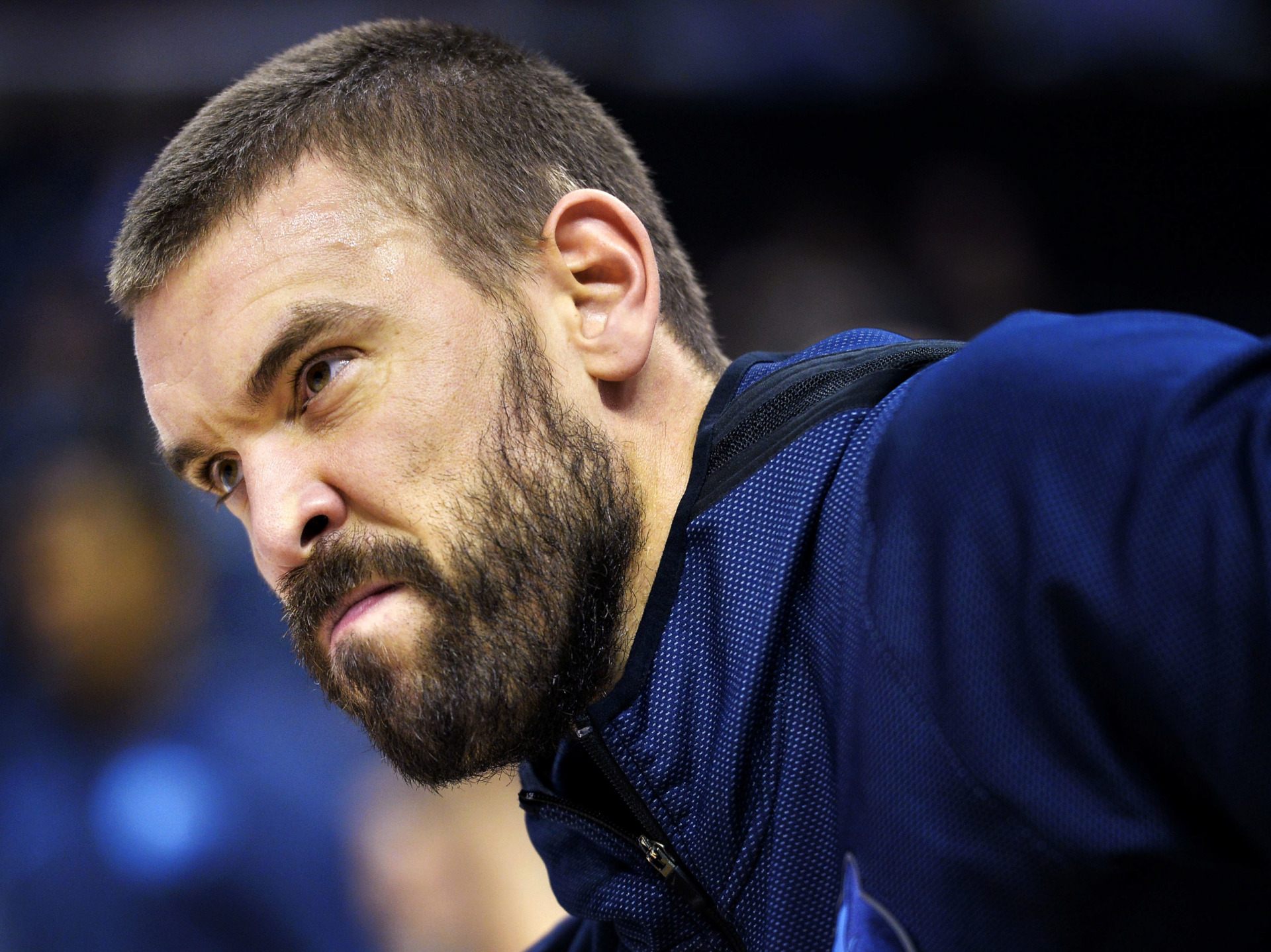 <strong>Memphis Grizzlies center Marc Gasol warms up before a November 2018 game against the Philadelphia 76ers in Memphis.</strong> (AP Photo/Brandon Dill)