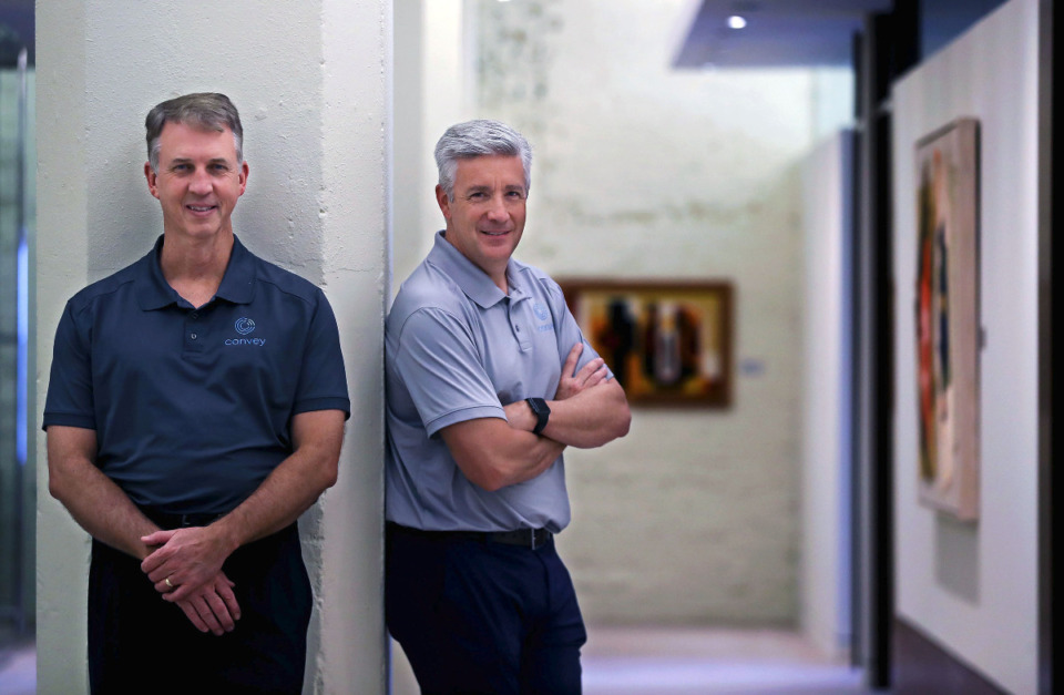 <strong>Chris West and Mike Donoghue (at their Downtown office) formed Convey Pro in 2020 to take on medicine&rsquo;s continuing education corridor &mdash; the hours physicians, pharmacists, dentists and nurses have to spend in class or on internet modules.</strong> (Patrick Lantrip/Daily Memphian)