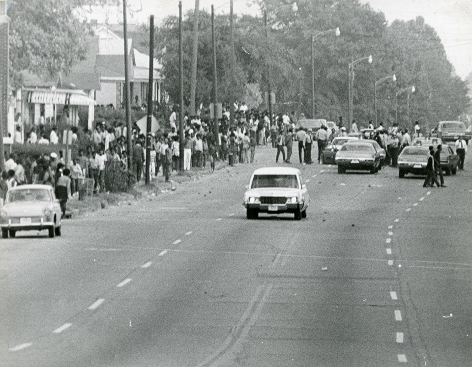 <strong>Park Avenue in Orange Mound was one of the flash points for the scattered violence that followed the beating death of Elton Hayes in October of 1971.</strong> (Special Collections Department, University of Memphis Libraries)