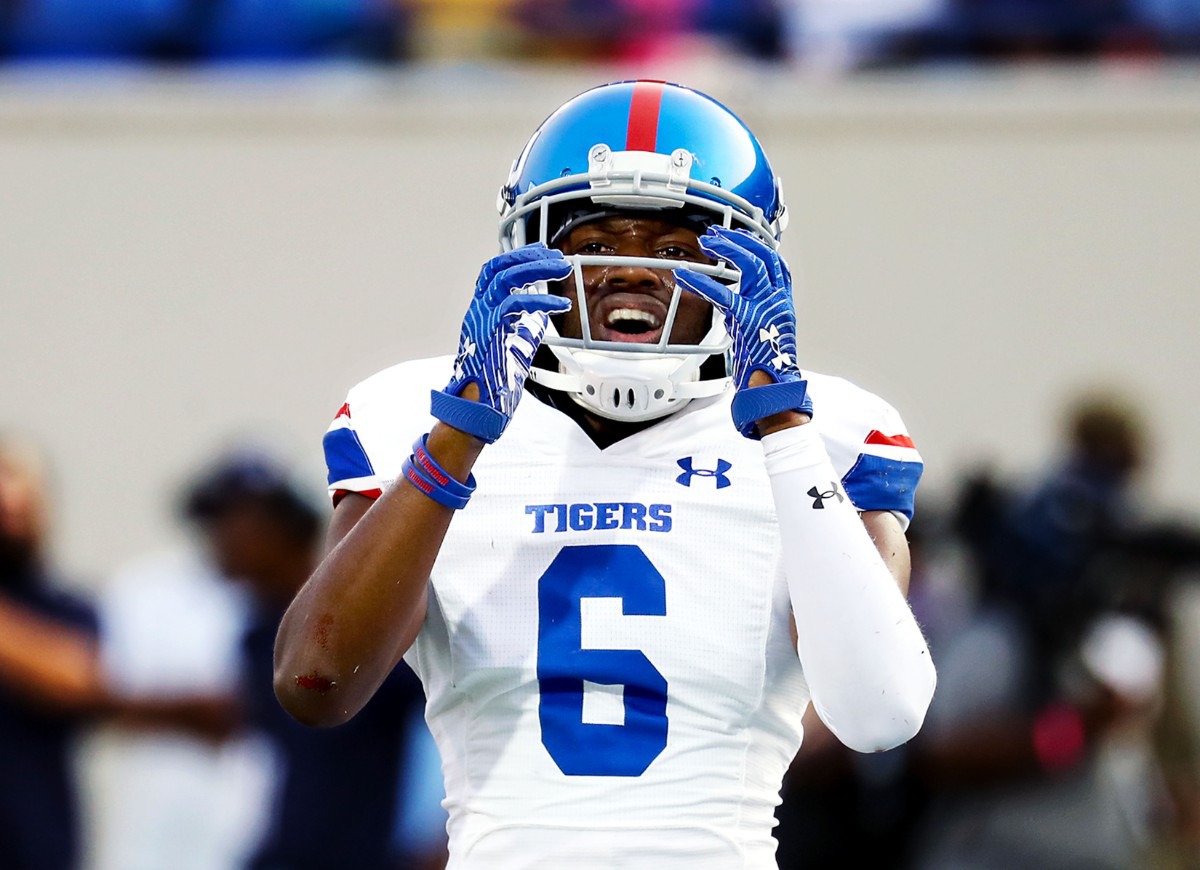 <strong>Tennessee State safety Josh Green reacts to a pass interference call, Sept. 11, 2021.</strong> (Patrick Lantrip/Daily Memphian)