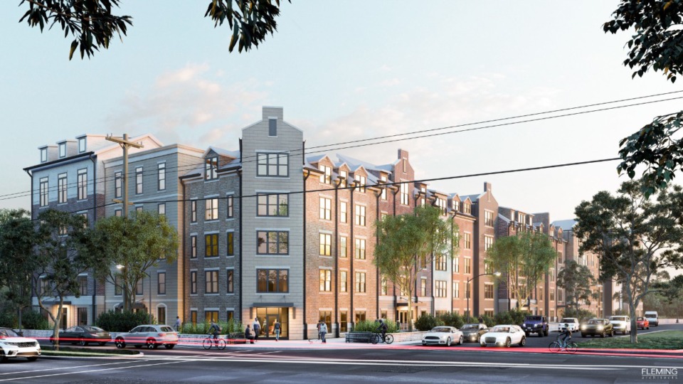 <strong>A rendering shows the seventh phase of Thornwood which includes residential and retail components. The Board of Mayor and Aldermen will review the proposal Monday evening. </strong>(Courtesy of&nbsp;Fleming Architects)