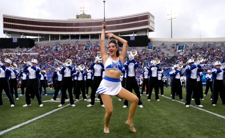 <strong>The University of Memphis band warms up the crowd before a Sept. 18, 2021 game at the Liberty Bowl Memorial Stadium</strong>. (Patrick Lantrip/Daily Memphian)